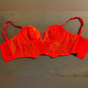 Lace Victoria Secret Corset/Bralette in fire engine red. 32C.